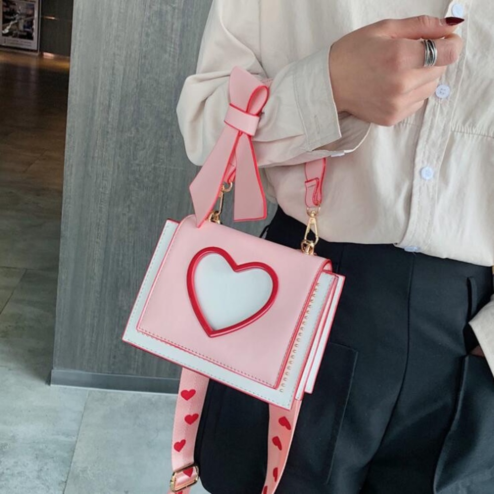 Pink Heart Handbag Crossbody Bag
